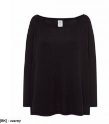 JHK - Bluzka damska z rękawkami 3/4 typu reglan czarny L/XL. Czarne bluzki damskie JHK, l, bez wzorów, bez kołnierzyka, bez ramiączek. Za 30.72 zł.