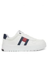 Tommy Hilfiger Sneakersy Flag Low Cut Velcro Sneaker T3X9-33859-1355 S Biały. Białe buty sportowe chłopięce Tommy Hilfiger, bez wzorów, ze skóry, bez zapięcia. Za 239.99 zł.