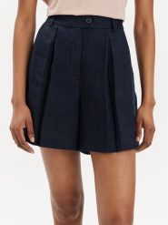 Sisley Szorty materiałowe 4AGHL9013 Granatowy Regular Fit. Niebieskie szorty damskie Sisley, bez wzorów, ze lnu. Za 239.99 zł.