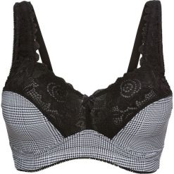 Biustonosz "minimizer" bez fiszbinów bonprix czarno-biały z nadrukiem. Biustonosze marki bonprix. Za 54.99 zł.