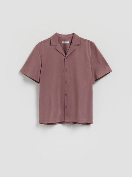 Koszula boxy z lyocellem - fioletowy. Fioletowe koszule męskie Reserved, l, bez wzorów, z dzianiny, bez kołnierzyka, bez ramiączek. W wyprzedaży za 39.99 zł.