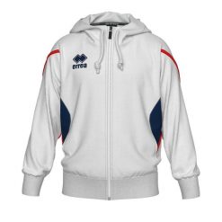 Bluza z kapturem dla dzieci Errea Clancy. Białe bluzy dla chłopców ERREA, bez wzorów, prążkowane, bez ramiączek, z kapturem. Za 291.00 zł.