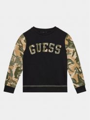 Guess Bluza L4RQ02 KA6R3 Czarny Regular Fit. Czarne bluzy dla chłopców Guess, z aplikacjami, z bawełny, bez ramiączek, bez kaptura. Za 129.99 zł.