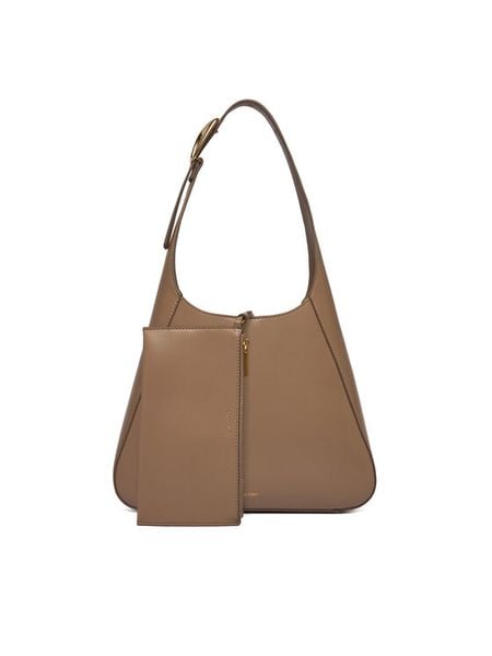 Calvin Klein Torebka Hardware Adj Strap Medium Bag LV04F3402G Beżowy. Brązowe torebki do ręki damskie Calvin Klein, bez wzorów, ze skóry, bez dodatków. Za 452.99 zł.