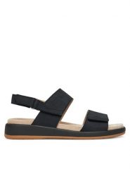 Caprice Sandały 9-28207-44 Czarny. Czarne sandały damskie Caprice, bez wzorów, z nubiku, bez obcasa, na płaskiej podeszwie, bez zapięcia. Za 219.99 zł.