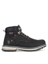 U.S. Polo Assn. Trzewiki YURIY001M/DY1 Czarny. Czarne botki męskie U.S. Polo Assn., bez wzorów, z materiału, bez zapięcia. Za 249.99 zł.