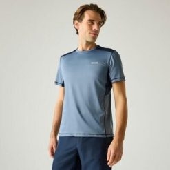 Męska koszulka z krótkim rękawem Virda Active Mesh T-shirt. Czarne koszulki sportowe męskie Regatta, l, bez wzorów, z elastanu, bez kołnierzyka. Za 80.00 zł.