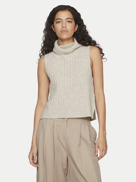 Vila Golf Beluna 14094218 Beżowy Regular Fit. Brązowe swetry damskie Vila, m, bez wzorów, z syntetyku, bez kołnierzyka, bez ramiączek, bez kaptura. Za 99.99 zł.