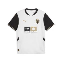 Męska koszulka domowa Valencia CF 24/25 PUMA White Black. Białe koszulki sportowe męskie Puma, m, bez wzorów, bez kołnierzyka, bez ramiączek, do piłki nożnej. W wyprzedaży za 314.00 zł.