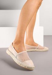 Beżowe Espadryle z Siateczki na Plecionej Podeszwie Folirelin. Brązowe espadryle damskie Renee, na lato, bez wzorów, klasyczne, bez obcasa, bez zapięcia. Za 54.99 zł.