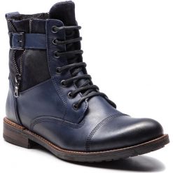 Kozaki LANQIER - 43A401 Navy. Niebieskie kozaki męskie Lanqier, ze skóry. Za 299.00 zł.