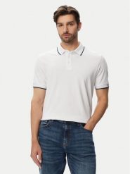 Guess Polo M6YP28 K4475 Biały Slim Fit. Białe koszulki polo męskie Guess, l, z aplikacjami, z bawełny, bez ramiączek. Za 294.99 zł.
