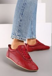 Bordowe Klasyczne Tenisówki z Ekoskóry Verianns. Czerwone trampki i tenisówki damskie Born2be, bez wzorów, z jeansu, eleganckie, bez zapięcia. Za 84.99 zł.