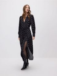 Sukienka z wiskozy - wielobarwny. Sukienki damskie Reserved, l, bez wzorów, z tkaniny, bez kołnierzyka, bez ramiączek, maxi. Za 229.99 zł.