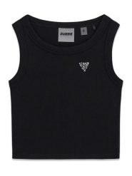 Guess Top J6GI36 K8RT2 Czarny Slim Fit. Czarne t-shirty i topy dla dziewczynek Guess, z aplikacjami, z wiskozy, bez ramiączek. Za 134.99 zł.