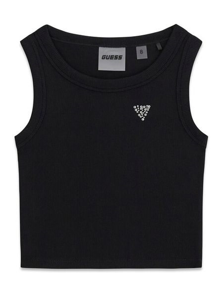 Guess Top J6GI36 K8RT2 Czarny Slim Fit. Czarne t-shirty i topy dla dziewczynek Guess, z aplikacjami, bez ramiączek. Za 134.99 zł.