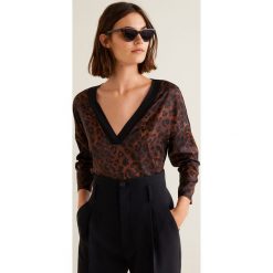 Mango - Top Cheme. Brązowe topy damskie Mango, z dzianiny, z krótkim rękawem. Za 79.90 zł.