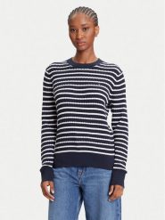 Tommy Hilfiger Sweter Fine WW0WW44993 Granatowy Regular Fit. Niebieskie swetry damskie Tommy Hilfiger, xxl, bez wzorów, z bawełny, bez kołnierzyka, bez ramiączek, bez kaptura. Za 389.99 zł.