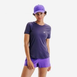 Koszulka tenisowa damska Kuikma Dry. Fioletowe koszulki sportowe damskie KUIKMA, xs, bez wzorów, z elastanu, eleganckie, bez kołnierzyka. Za 59.99 zł.