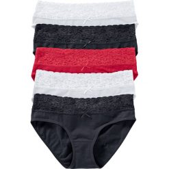 Figi z koronką (5 par). Szare figi damskie bonprix, bez wzorów, z koronki. Za 57.99 zł.