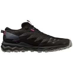 Buty do biegania Mizuno Wave Daichi 7 Gtx J1GK225621 czarne. Czarne obuwie sportowe damskie bez wzorów, z gore-texu, do biegania, mizuno wave. Za 723.95 zł.