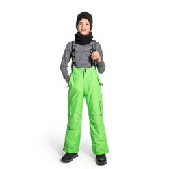 Spodnie narciarskie dziecięce ocieplane z szelkami Lemon Explore ZL4. Zielone buty zimowe chłopięce LEMON explore, bez wzorów, z polaru, bez zapięcia. Za 259.90 zł.