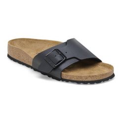 Klapki damskie Birkenstock Catalina BS Birko-Flor. Czarne klapki damskie Birkenstock, bez wzorów, bez obcasa. Za 309.99 zł.