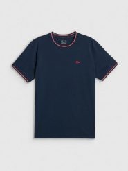 4F T-shirt regular gładki męski - granatowy XXL. Niebieskie t-shirty męskie 4f, m, bez wzorów, z bawełny, bez kołnierzyka. Za 79.99 zł.