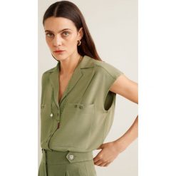 Mango - Koszula Melodie. Żółte bluzki damskie Mango, l, bez wzorów, z materiału, bez kołnierzyka, bez ramiączek. W wyprzedaży za 69.90 zł.