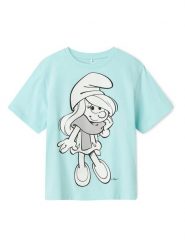 NAME IT T-Shirt Fleur Smurfs 13241788 Niebieski Regular Fit. Niebieskie t-shirty i topy dla dziewczynek Name it, bez wzorów, z bawełny, bez ramiączek. Za 69.99 zł.