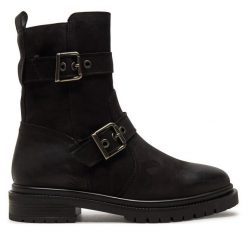 Botki Tamaris. Czarne botki damskie Tamaris, bez obcasa, na płaskiej podeszwie, bez zapięcia. Za 439.99 zł.