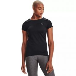 Koszulka fitness damska Under Armour UA HG Armour SS. Czarne koszulki sportowe damskie Under Armour, bez wzorów, na fitness i siłownię. Za 89.99 zł.