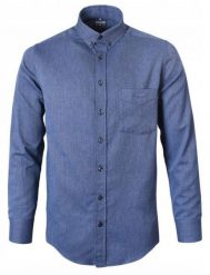 Casualowa Koszula, Kołnierzyk Button Down - Pako Jeans - Granat, Jodełka. Niebieskie koszule męskie Pako Jeans, na lato, l, bez wzorów, z bawełny, sportowe, bez kołnierzyka, bez ramiączek. Za 185.00 zł.