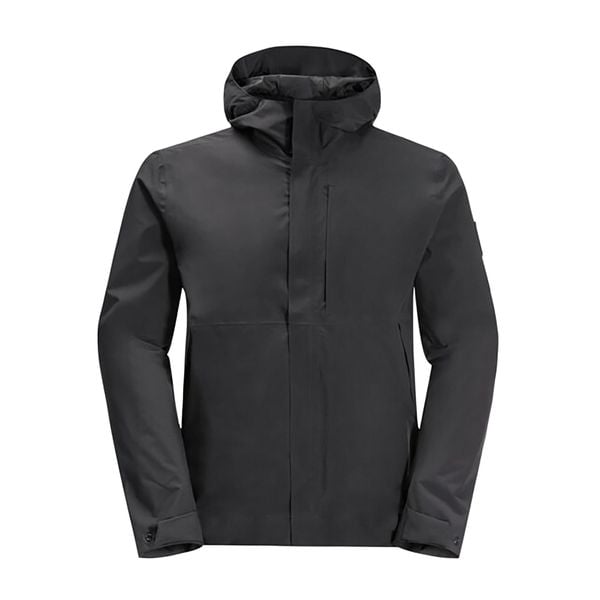 Kurtka przeciwdeszczowa męska Jack Wolfskin Mainkai. Czarne kurtki sportowe męskie Jack Wolfskin, m, bez wzorów, trekkingowe. Za 399.99 zł.
