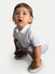 Mayoral Komplet koszula i szorty materiałowe 1225 Błękitny Regular Fit. Niebieskie koszule dla chłopców Mayoral, bez wzorów, z bawełny, bez kołnierzyka, bez ramiączek. Za 169.99 zł.