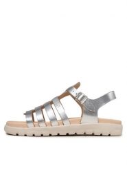 Geox Sandały J Sandal Soleima Gir J35GSB000CFC1007 D Srebrny. Szare sandały dziewczęce Geox, ze skóry, bez zapięcia. Za 199.99 zł.