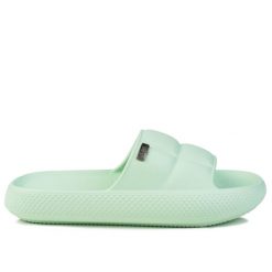 Klapki damskie sportowe Lee MAYA SLIDER WOMEN LOW. Zielone klapki damskie Lee, bez wzorów, z materiału, sportowe, bez obcasa. Za 89.00 zł.
