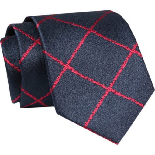 Męski Krawat - ALTIES - Klasyczny - Duże Kwadraty. Niebieskie krawaty i muchy Alties, bez wzorów, z tkaniny, eleganckie. Za 55.00 zł.
