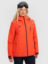4F Kurtka narciarska membrana 8000 damska - pomarańczowa XXL. Brązowe kurtki snowboardowe damskie 4f, m, bez wzorów, bez kaptura, narciarskie. Za 599.99 zł.