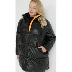Czarno-Pomarańczowa Kurtka Zimowa Pikowana Hirorve. Czarne kurtki damskie Born2be, na zimę, plus size, bez wzorów, bez kaptura. Za 219.99 zł.