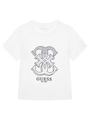 Guess T-Shirt J6RI28 K6YW4 Biały Regular Fit. Białe t-shirty i topy dla dziewczynek Guess, z aplikacjami, z bawełny, bez ramiączek. Za 119.99 zł.