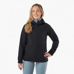Kurtka softshell Turystyka Damska Swedemount Stryn Softshell oddychająca. Czarne kurtki damskie SWEDEMOUNT, bez wzorów, z softshellu, bez kaptura, trekkingowe. Za 249.99 zł.