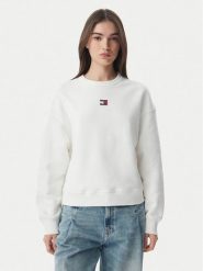 Tommy Jeans Bluza DW0DW17325 Biały Boxy Fit. Białe bluzy damskie Tommy Jeans, s, bez wzorów, z bawełny, bez kaptura. Za 369.99 zł.