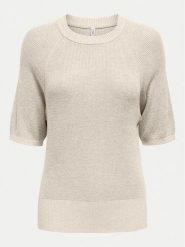ONLY Sweter Lecia 15339541 Beżowy Regular Fit. Brązowe swetry damskie Only, s, bez wzorów, z wiskozy, bez kołnierzyka, bez ramiączek, bez kaptura. Za 79.99 zł.
