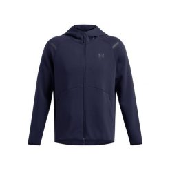 Bluza z kapturem z pełnym zamkiem błyskawicznym Under Armour Unstoppable Fleece. Czarne bluzy sportowe męskie Under Armour, bez wzorów, z kapturem, na fitness i siłownię. Za 474.00 zł.