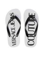 Versace Jeans Couture Japonki 80VA3SQ7 ZSS81 Biały. Białe klapki damskie Versace Jeans Couture, bez wzorów, z jeansu, bez obcasa. Za 249.99 zł.