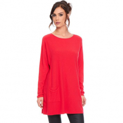 Sweter "Marlone" w kolorze czerwonym. Czerwone swetry damskie Cosy Winter, ze splotem, z okrągłym kołnierzem. W wyprzedaży za 181.95 zł.