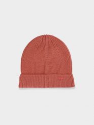 4F Czapka zimowa z dodatkiem materiałów z recyklingu damska - pomarańczowa S. Brązowe czapki i kapelusze damskie 4f, na zimę, bez wzorów, z materiału. W wyprzedaży za 4.99 zł.