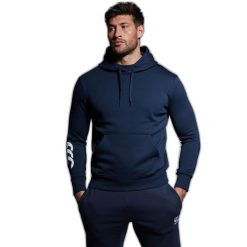 Bluza z kapturem Canterbury Klub. Niebieskie bluzy męskie CANTERBURY, s, z aplikacjami, z bawełny, z kapturem, na golfa. Za 363.00 zł.