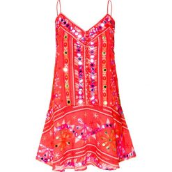 Sukienka JULIET DUNN. Czerwone sukienki damskie Juliet Dunn, z aplikacjami, z bawełny, bez kołnierzyka, bez ramiączek, mini. W wyprzedaży za 643.00 zł.